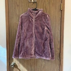 SOFT purple zip-up sweater w slight turtleneck